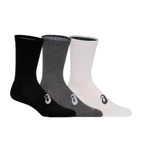 Asics mid-height cushioned multisport socks Crew 155204 0701 white, black and grey. Pack of 3 pairs