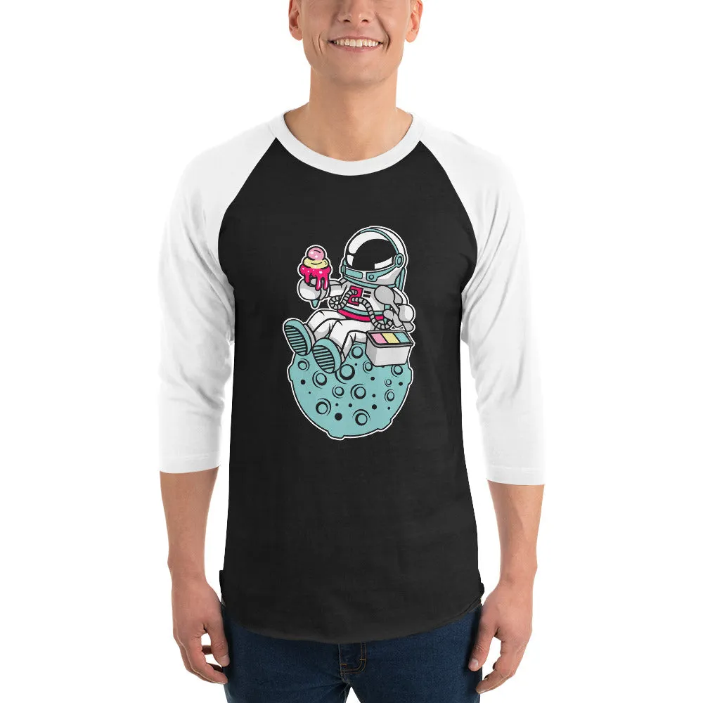 Astronaut | Ice Cream | Pop Art | Unisex | 3/4 Sleeve | Raglan | T-Shirt