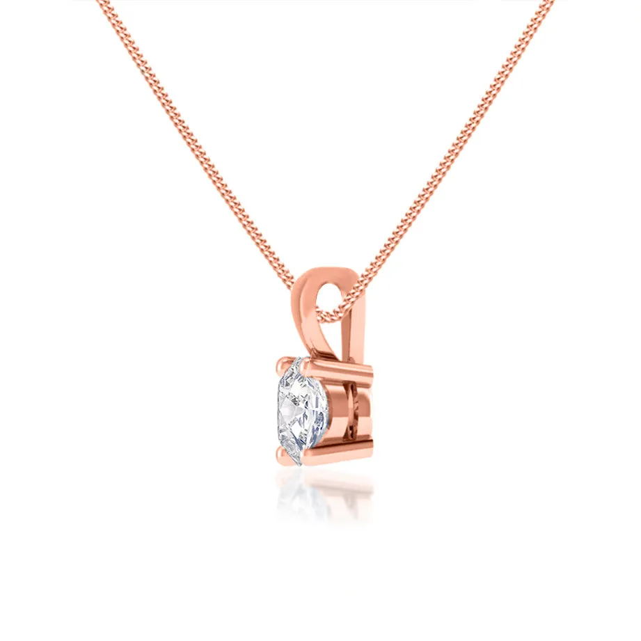 AURORA - Round Lab Diamond 18k Rose Gold Solitaire Pendant