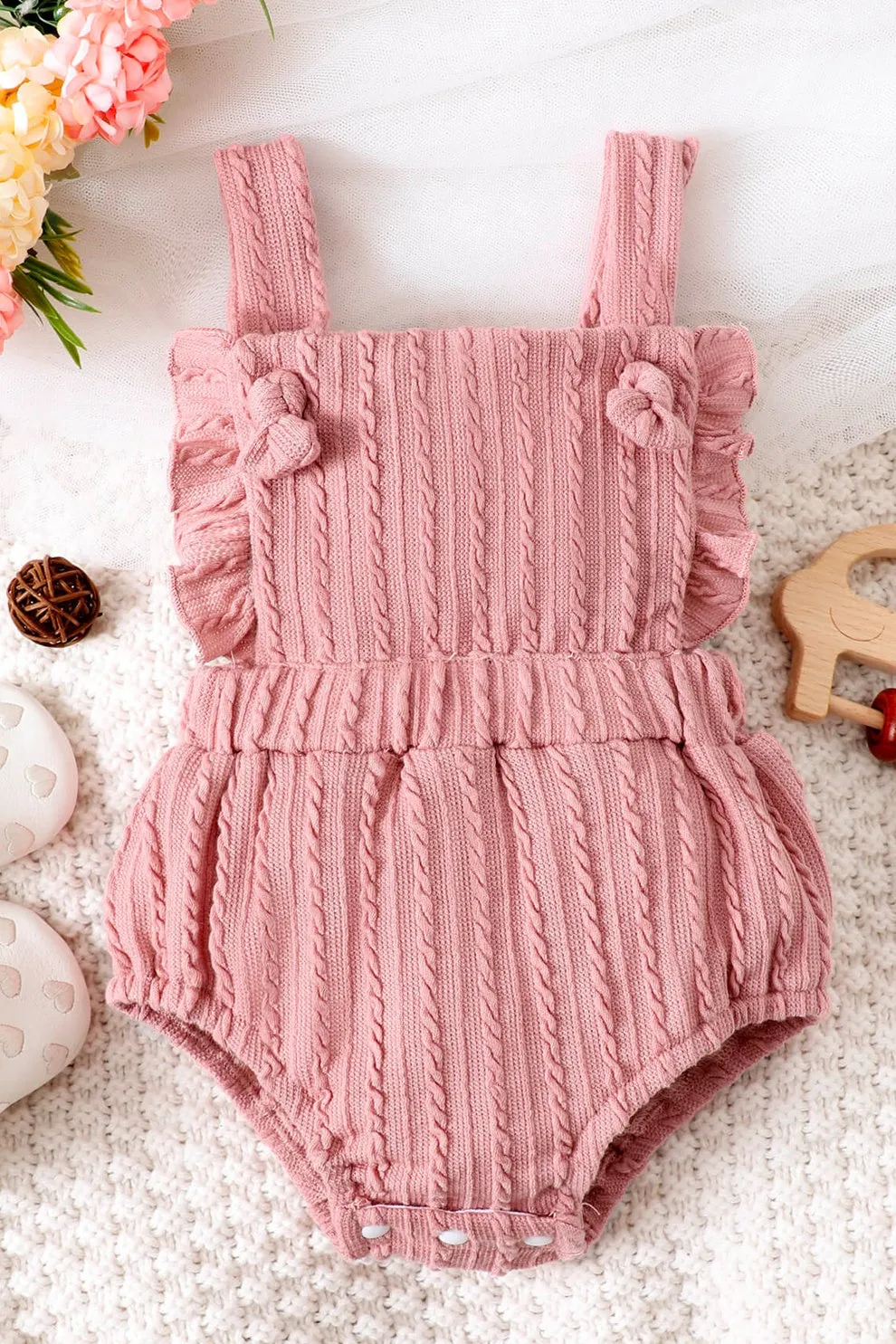 Baby Girl Textured Ruffled Bodysuit