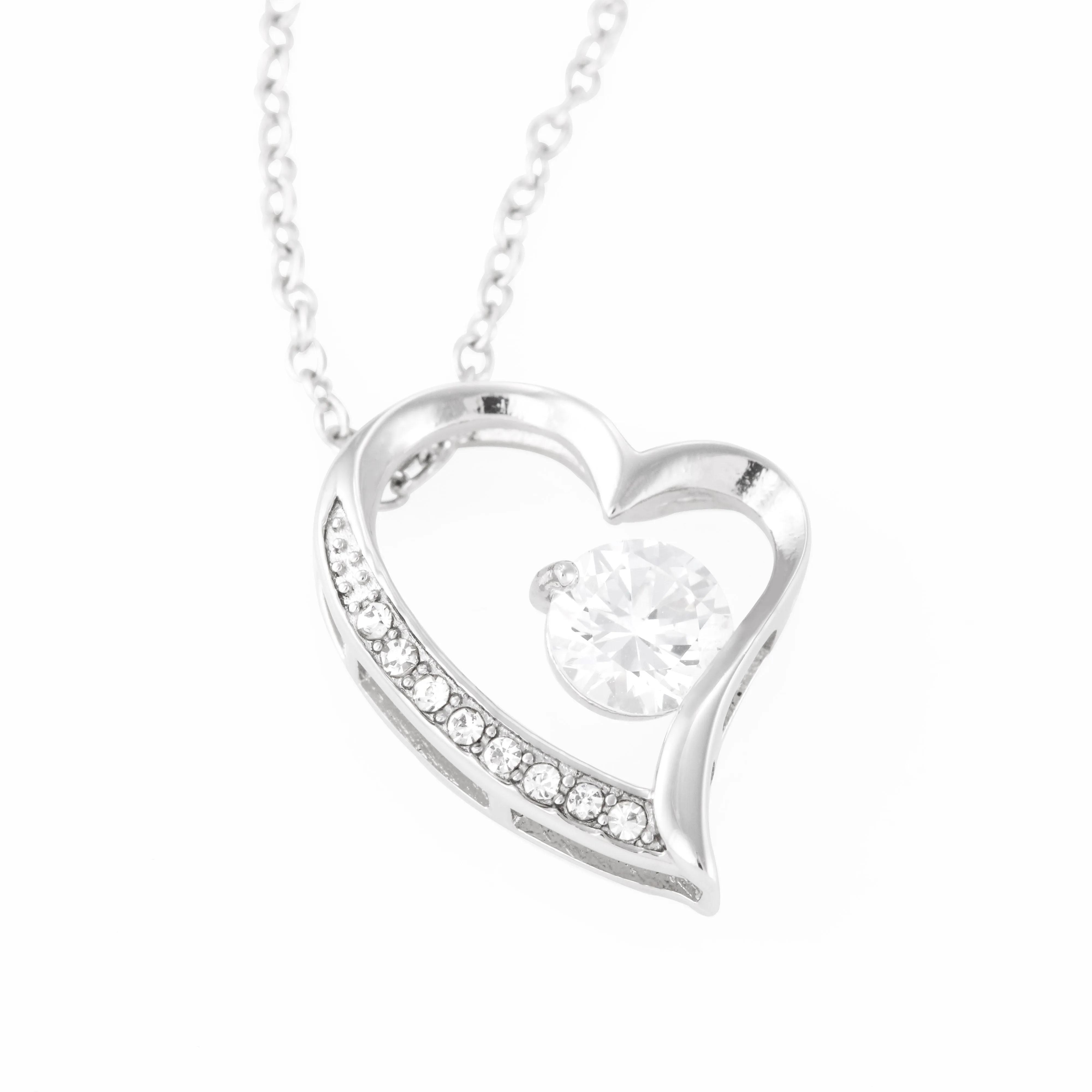 Beautiful Cubic Zirconia LOVE Necklace With Mom To Daughter Remember Always Message Card