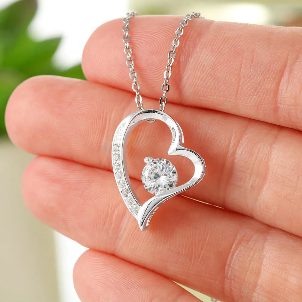 Beautiful Cubic Zirconia LOVE Necklace With Mom To Daughter Remember Always Message Card