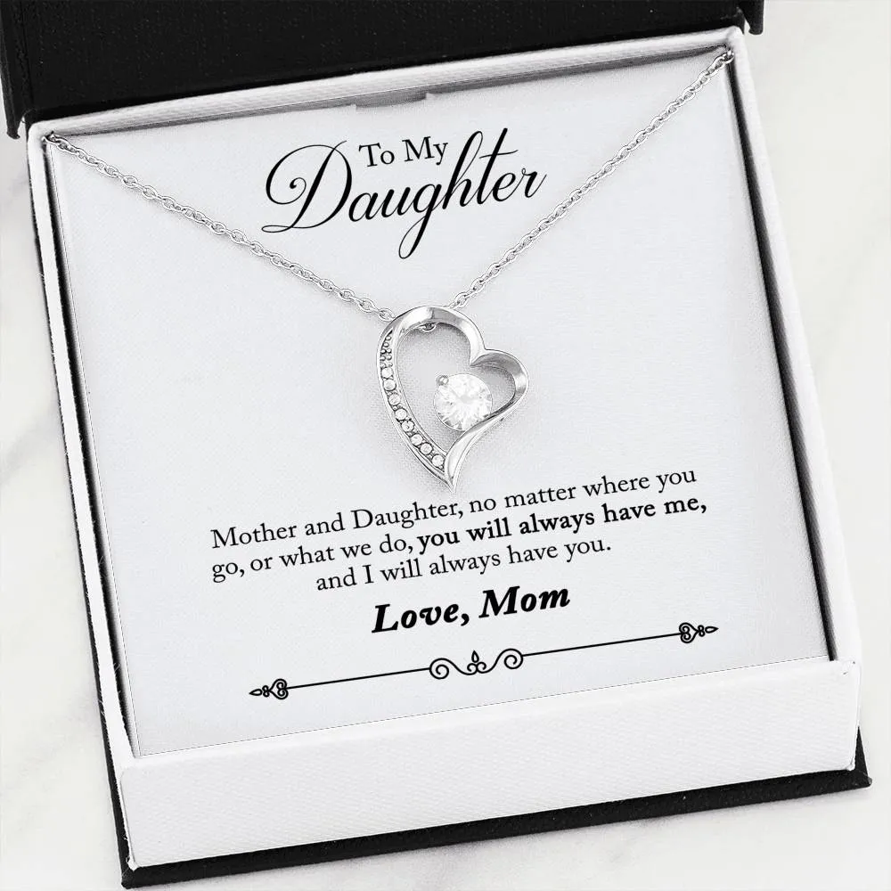 Beautiful Cubic Zirconia LOVE Necklace With Mom To Daughter Remember Always Message Card