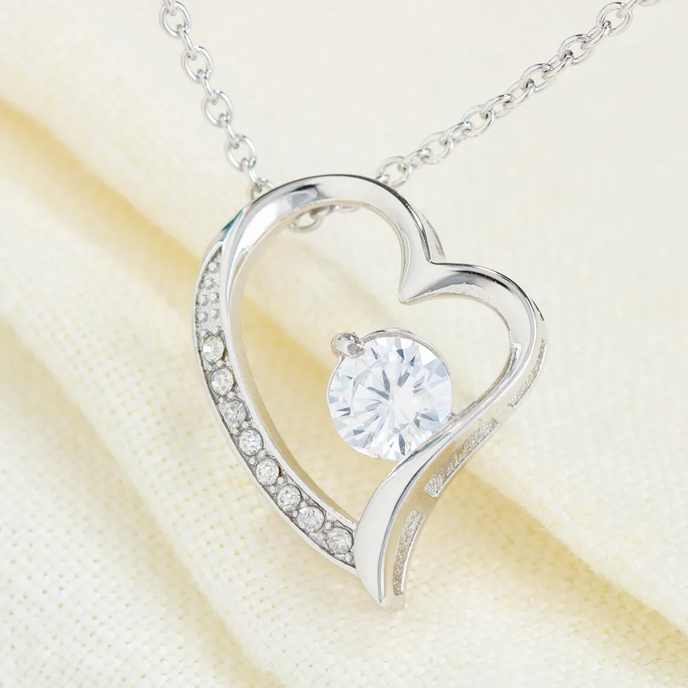 Beautiful Cubic Zirconia LOVE Necklace With Mom To Daughter Remember Always Message Card