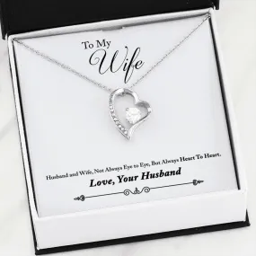 Beautiful LOVE Forever Heart Necklace With Husband To Wife Romantic "Heart To Heart" Message Card