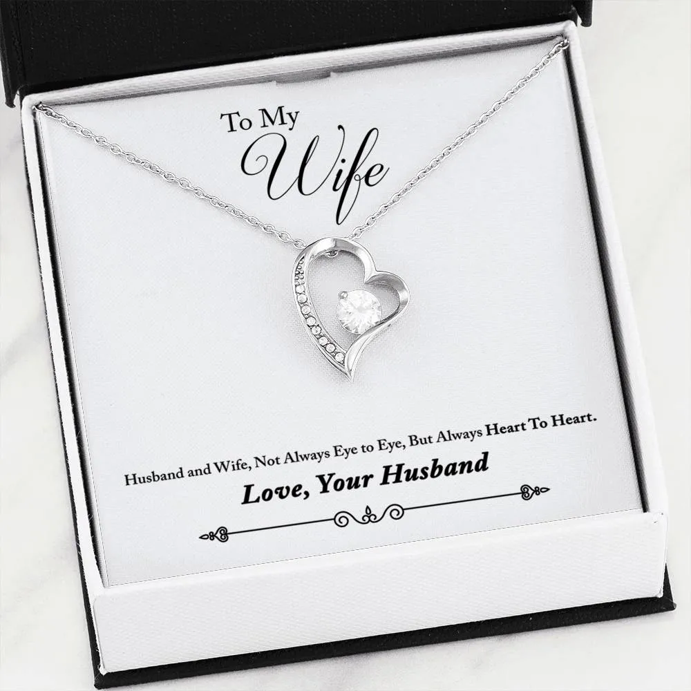 Beautiful LOVE Forever Heart Necklace With Husband To Wife Romantic "Heart To Heart" Message Card