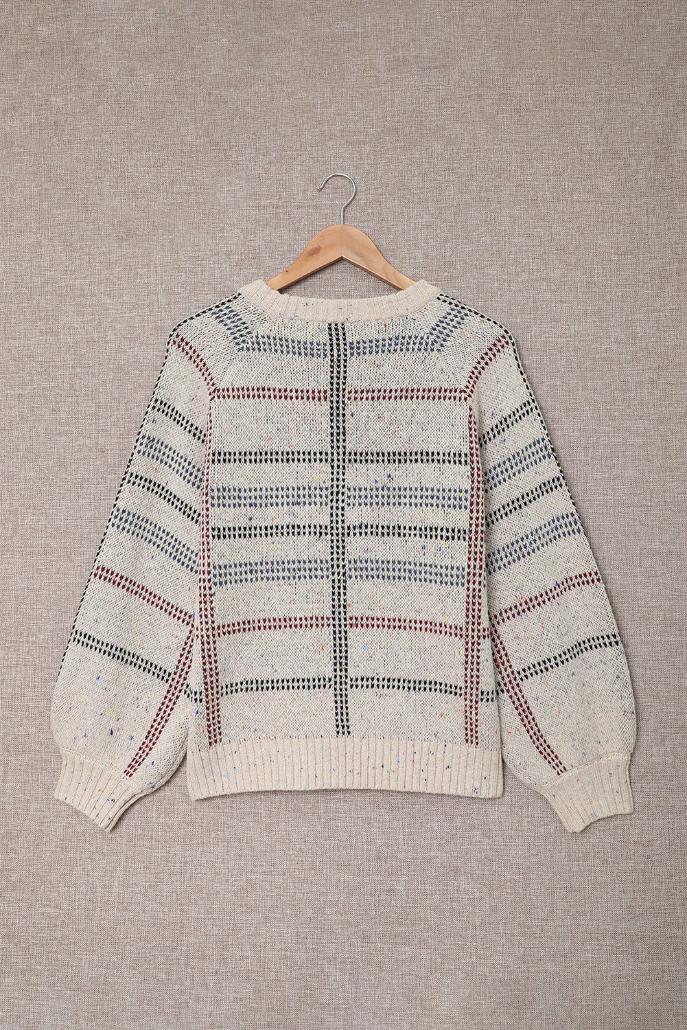 Beige Crew Neck Knitted Pullover Sweater