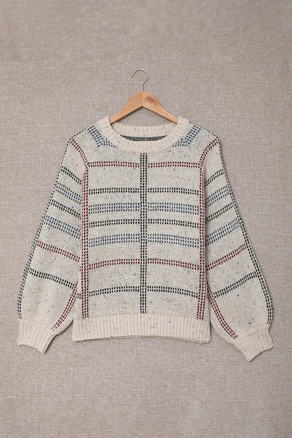 Beige Crew Neck Knitted Pullover Sweater