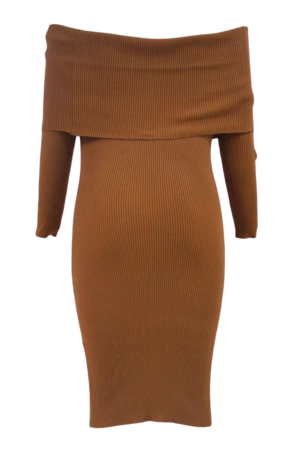 Beige Knit Strapless One Piece Sweater Dress