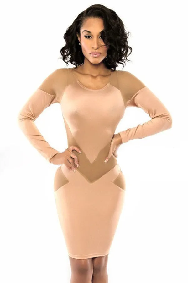 Beige Slim One Piece Dress