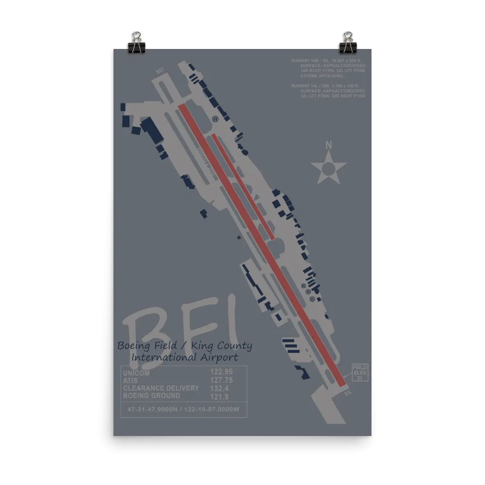 BFI Boeing Field /  King County International Airport Layout Art