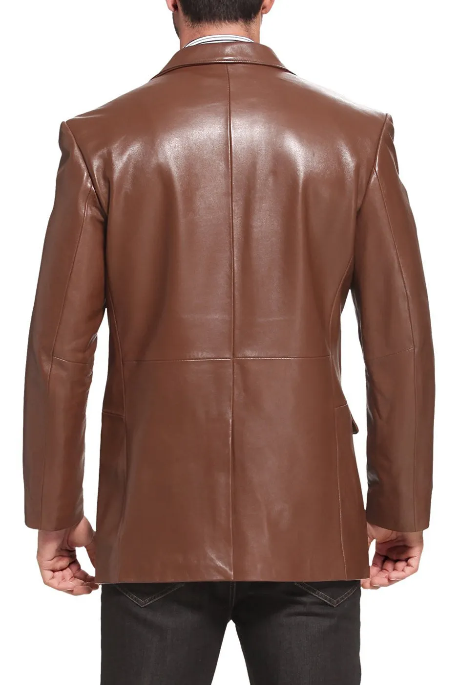 BGSD Men Richard Classic Two-Button Lambskin Leather Blazer