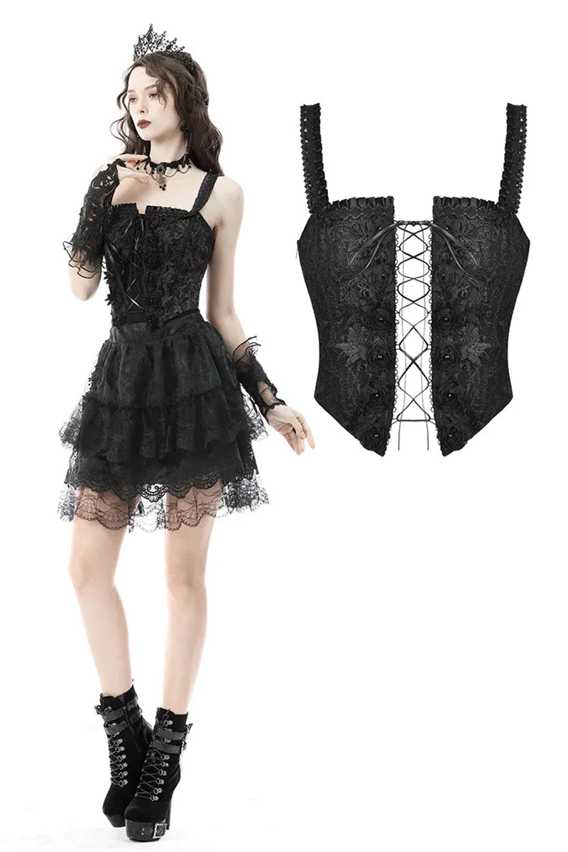 Black Brocade Corset Top