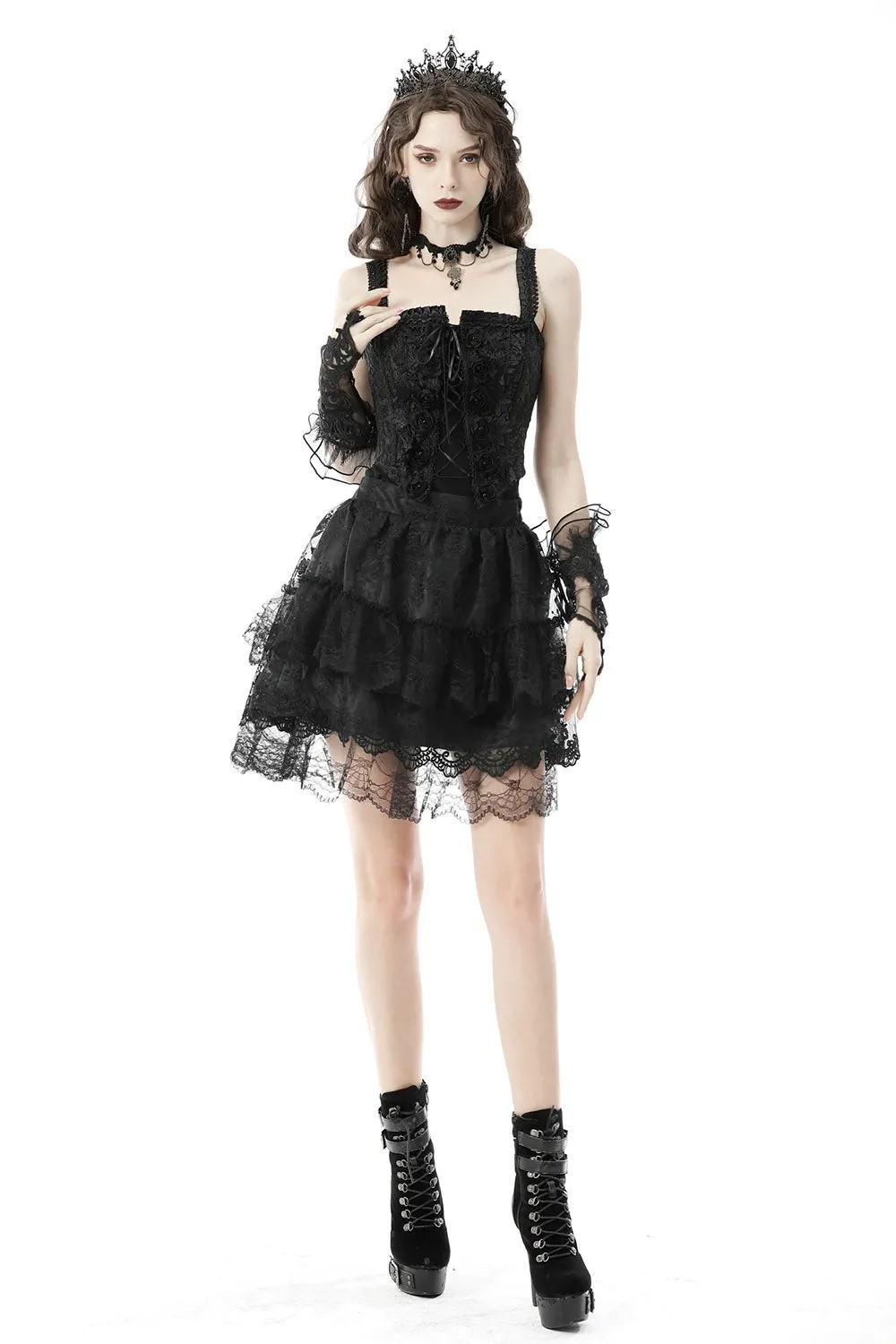 Black Brocade Corset Top