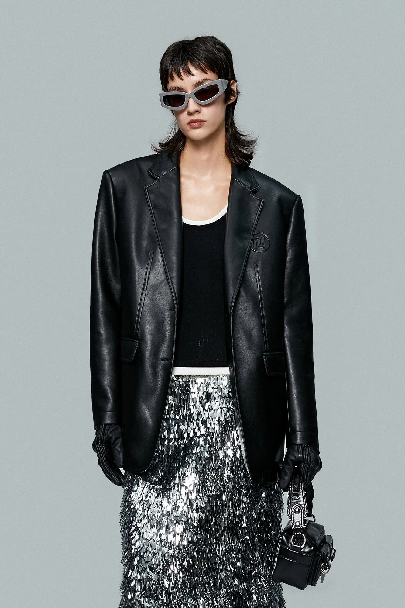 Black embossed leather jacket