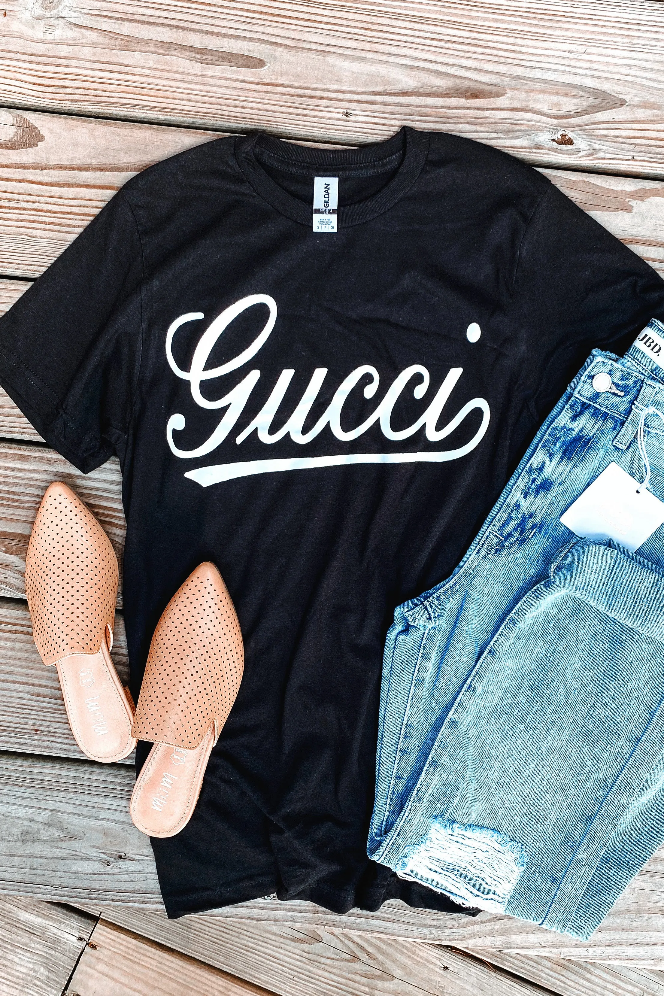 Black GG Graphic Tee