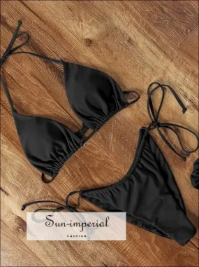 Black Halter Bikini Female Swimsuit Brazilian Micro Bikini