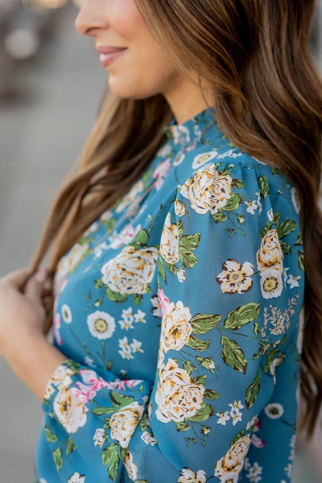 Blossoming Buds Sheer Sleeve Blouse