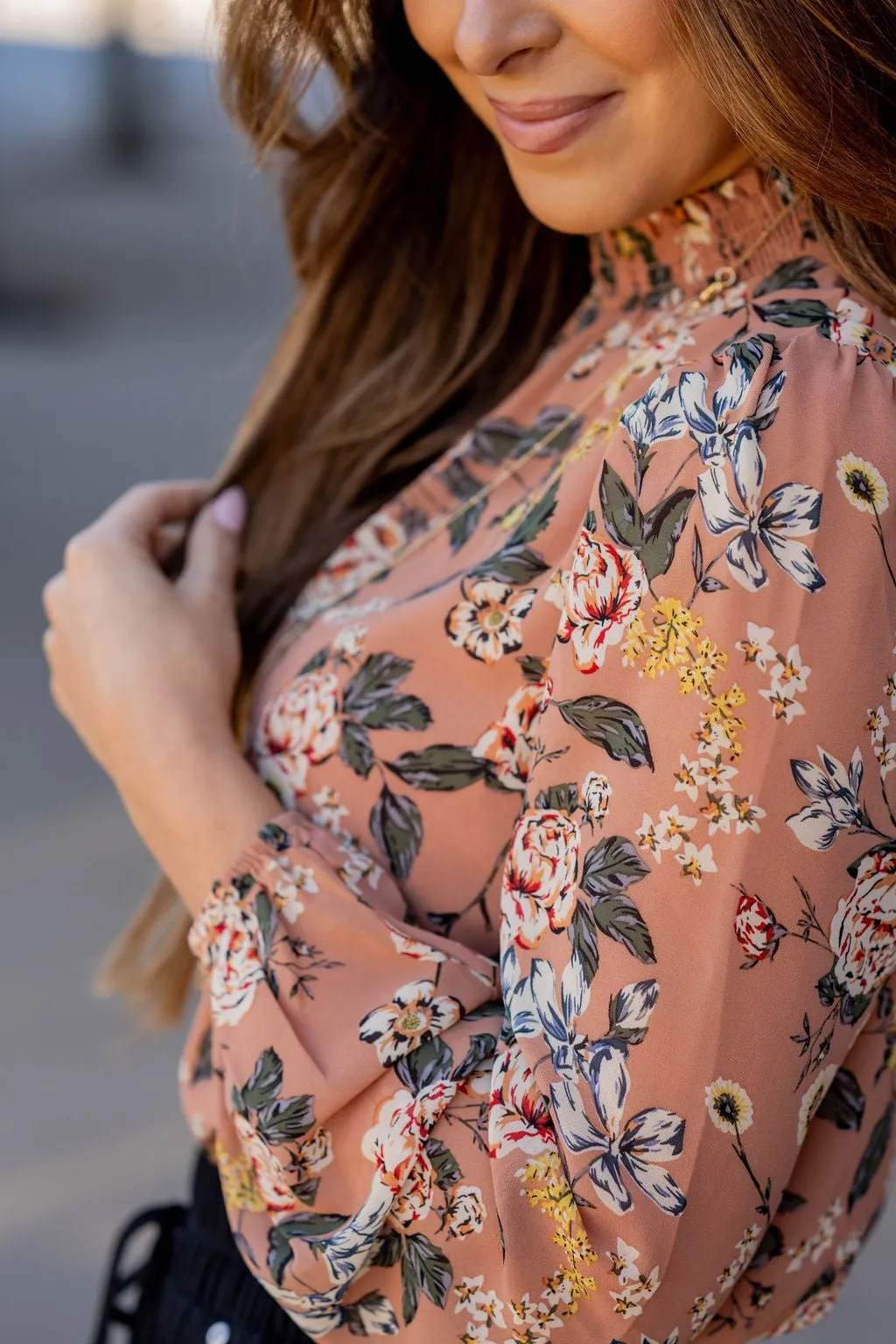 Blossoming Buds Sheer Sleeve Blouse