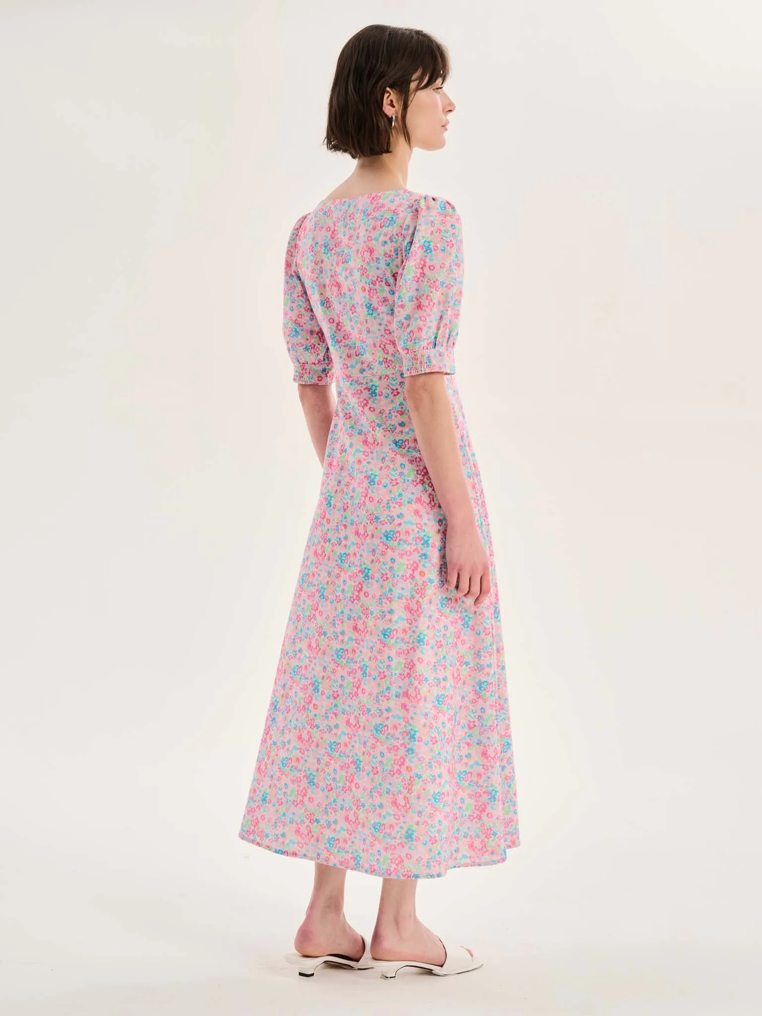 Bluebell Floral Knot Front Dress in Pink