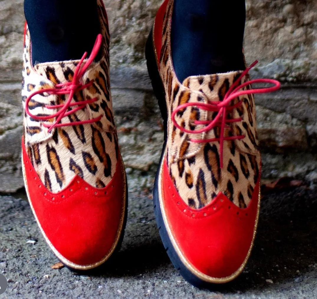 Bolt - Red Animal Print lace up