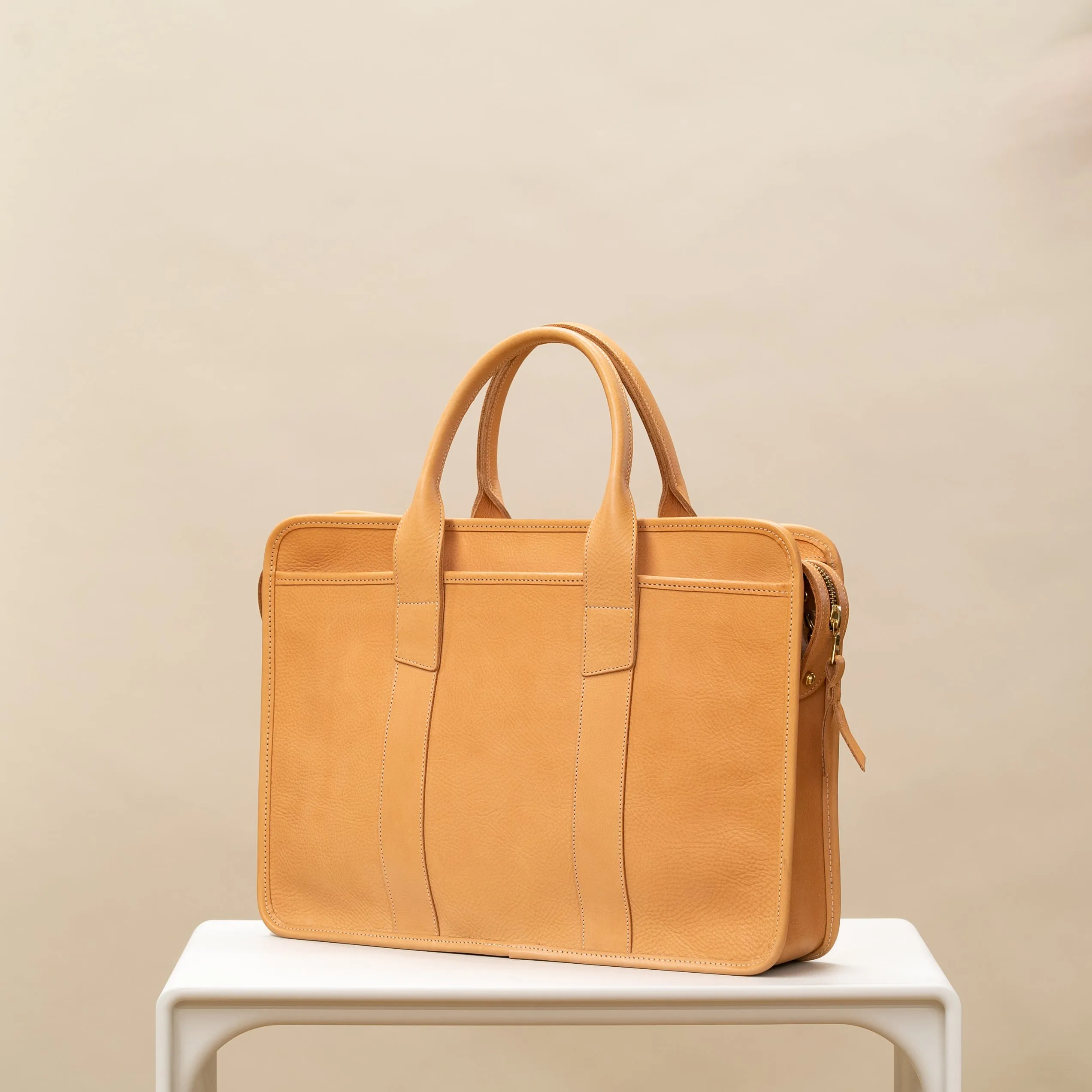 Bound Edge Briefcase - Tumbled Leather