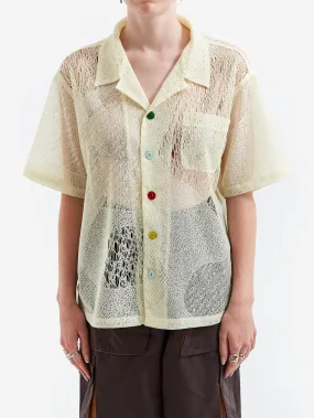 Brain Dead Engineered Mesh Short Sleeve Button Up W - Natural