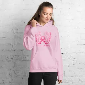 Breast Cancer Awareness Filigree Butterfly Pink Hoodie