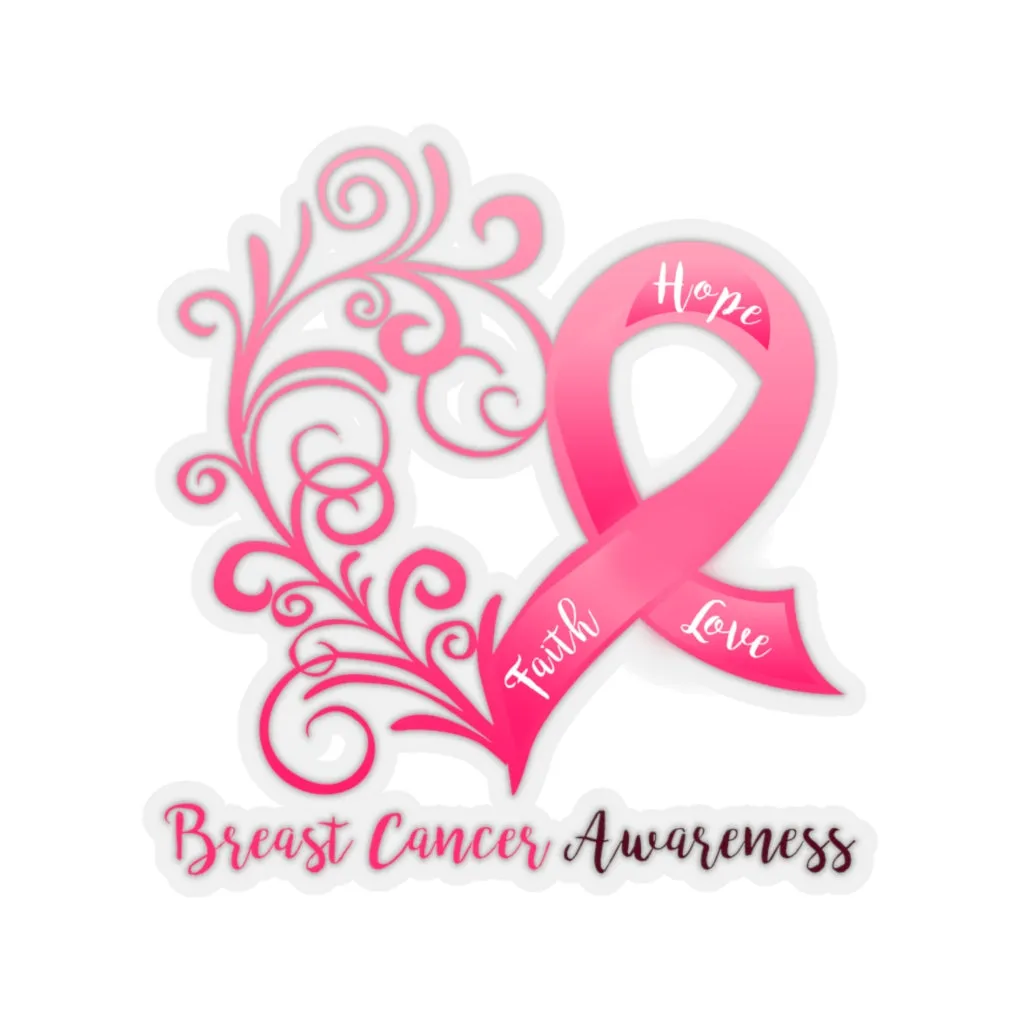 Breast Cancer Awareness Heart Car Sticker (6 X 6)