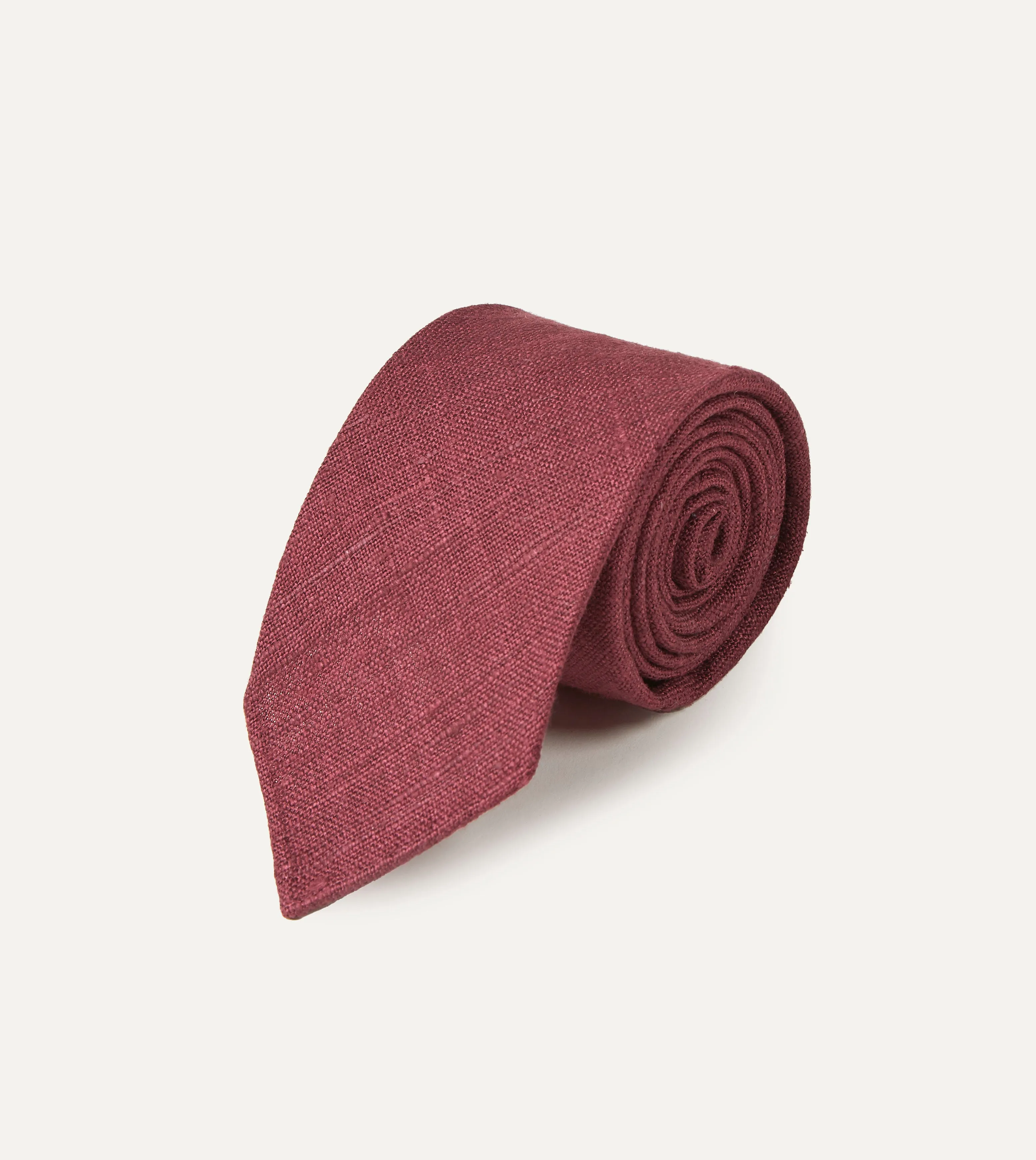 Burgundy Tussah Hand Rolled Silk Tie