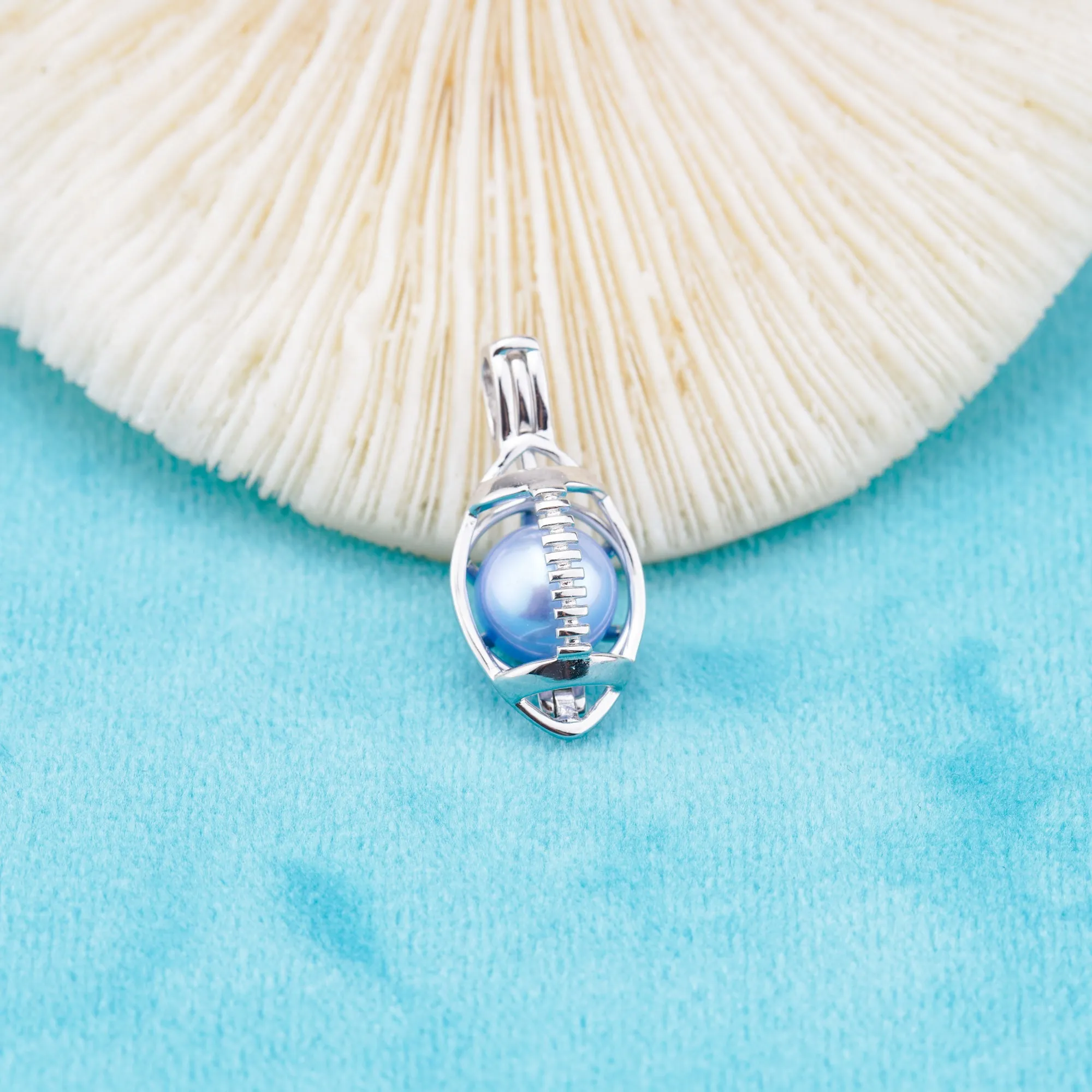 C030083 sterling silver Freshwater pearl cage pendant necklace jewelry locket for pearl party