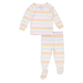 Candy Stripe Modal Magnetic Ruffle Footed 2pc Pajama Set