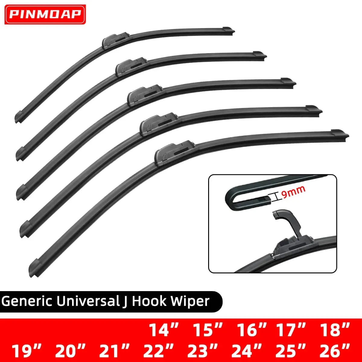 Car Windshield Wiper blades Hook Universal Soft Rubber Frameless Bracketless Car Wipers 14 16 17 18 19 20 21 22 24 26