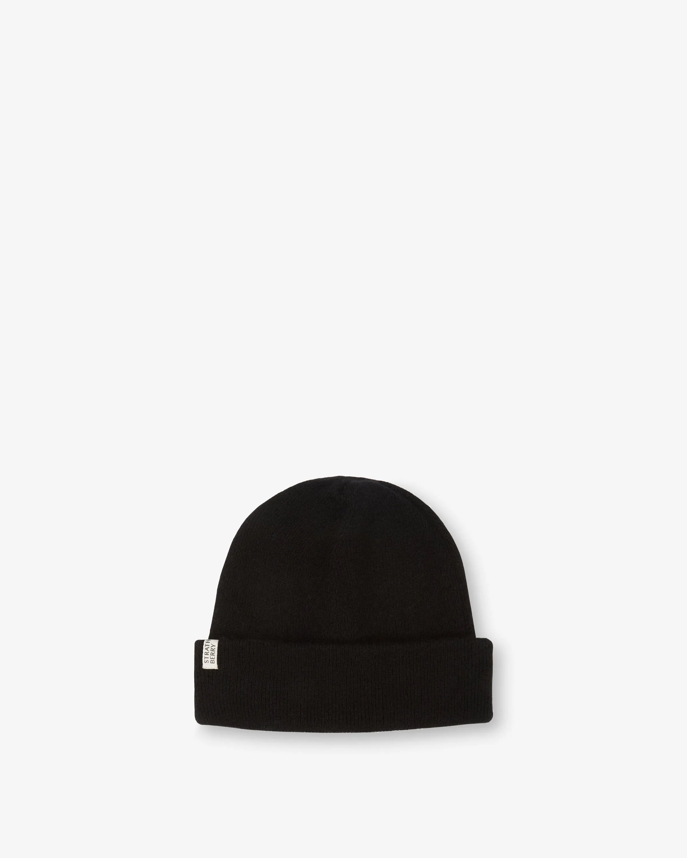 Cashmere Ribbed Beanie - Black