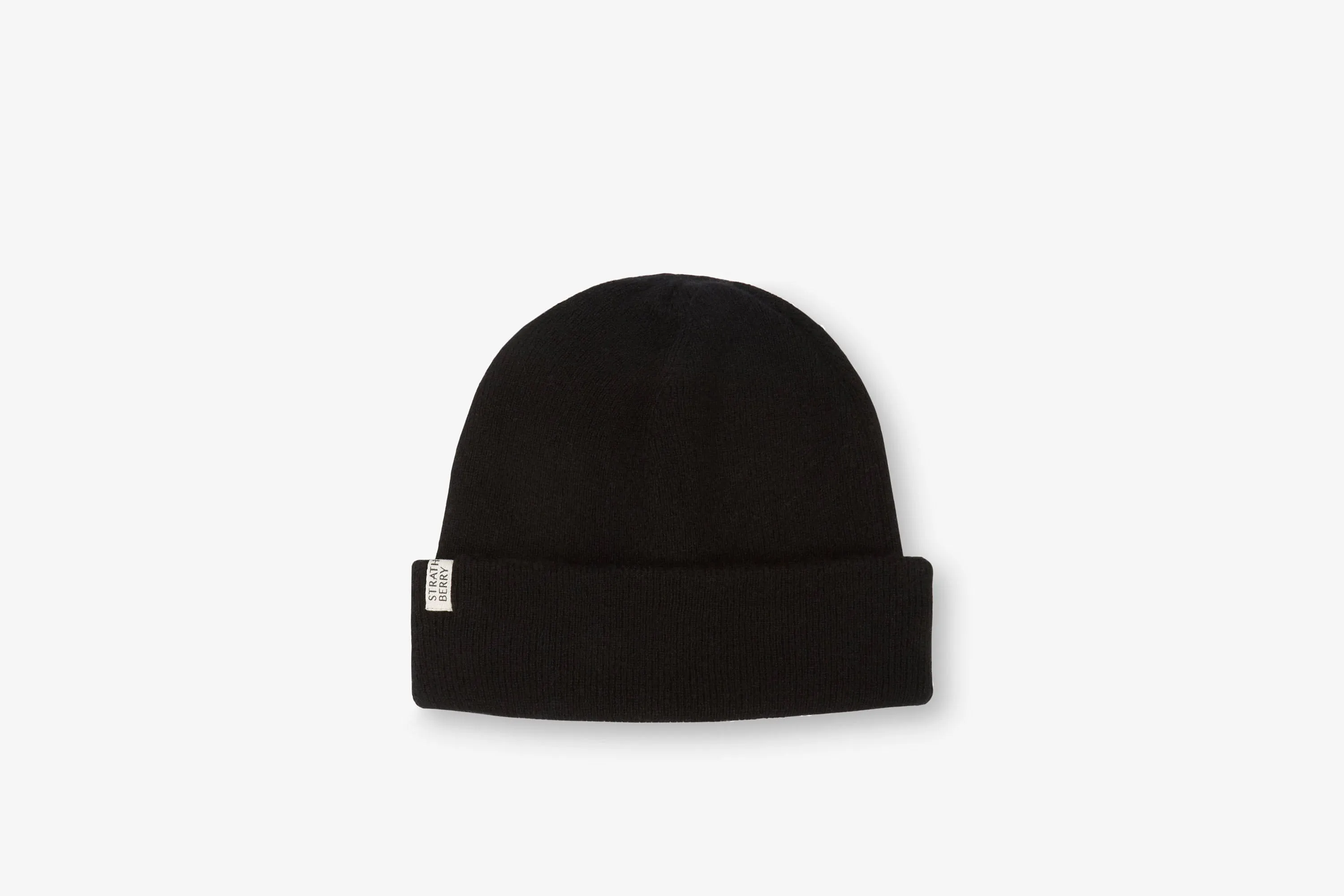 Cashmere Ribbed Beanie - Black