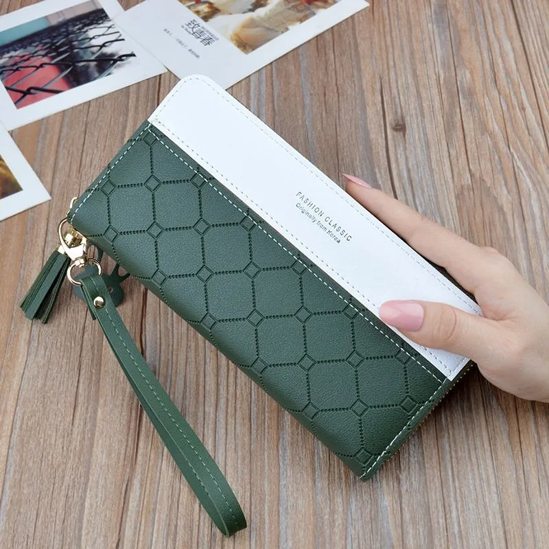 Casual Tassel Pendant Long Wallet Hand Clutch