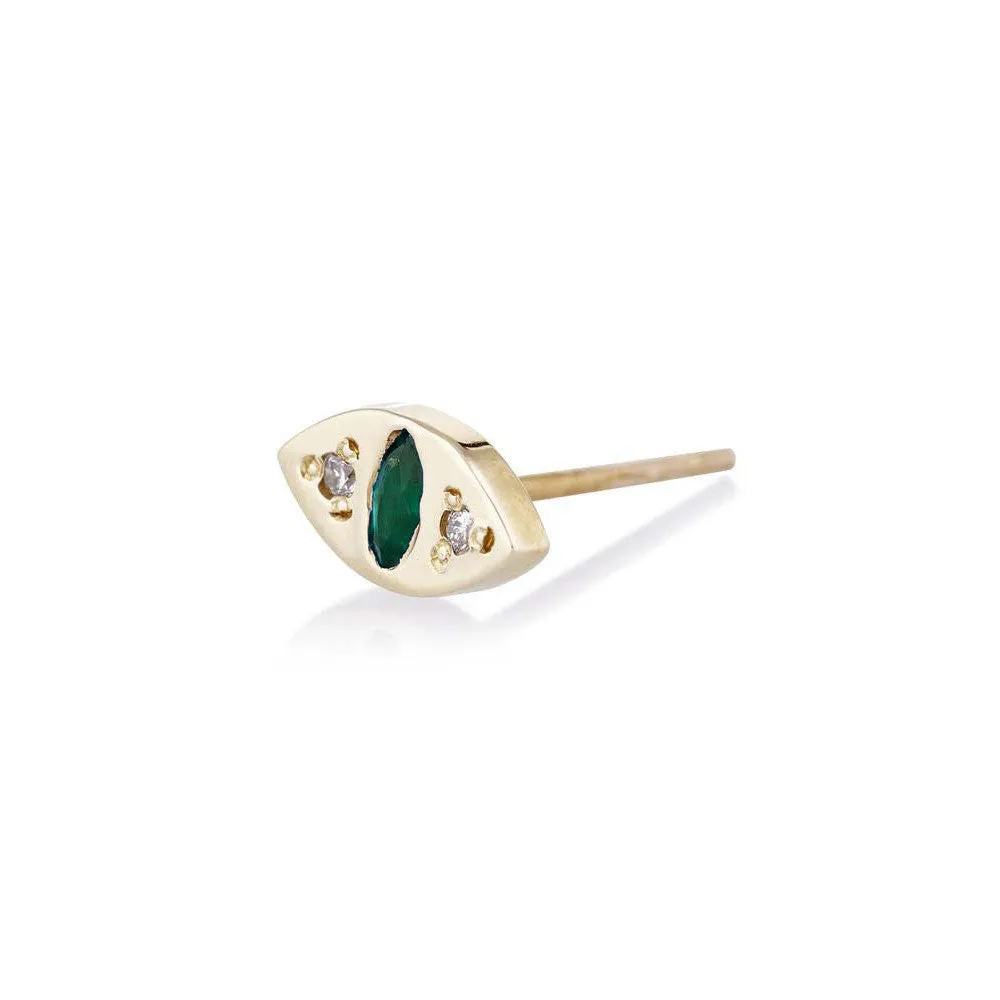 Cat Eye Emerald Stud