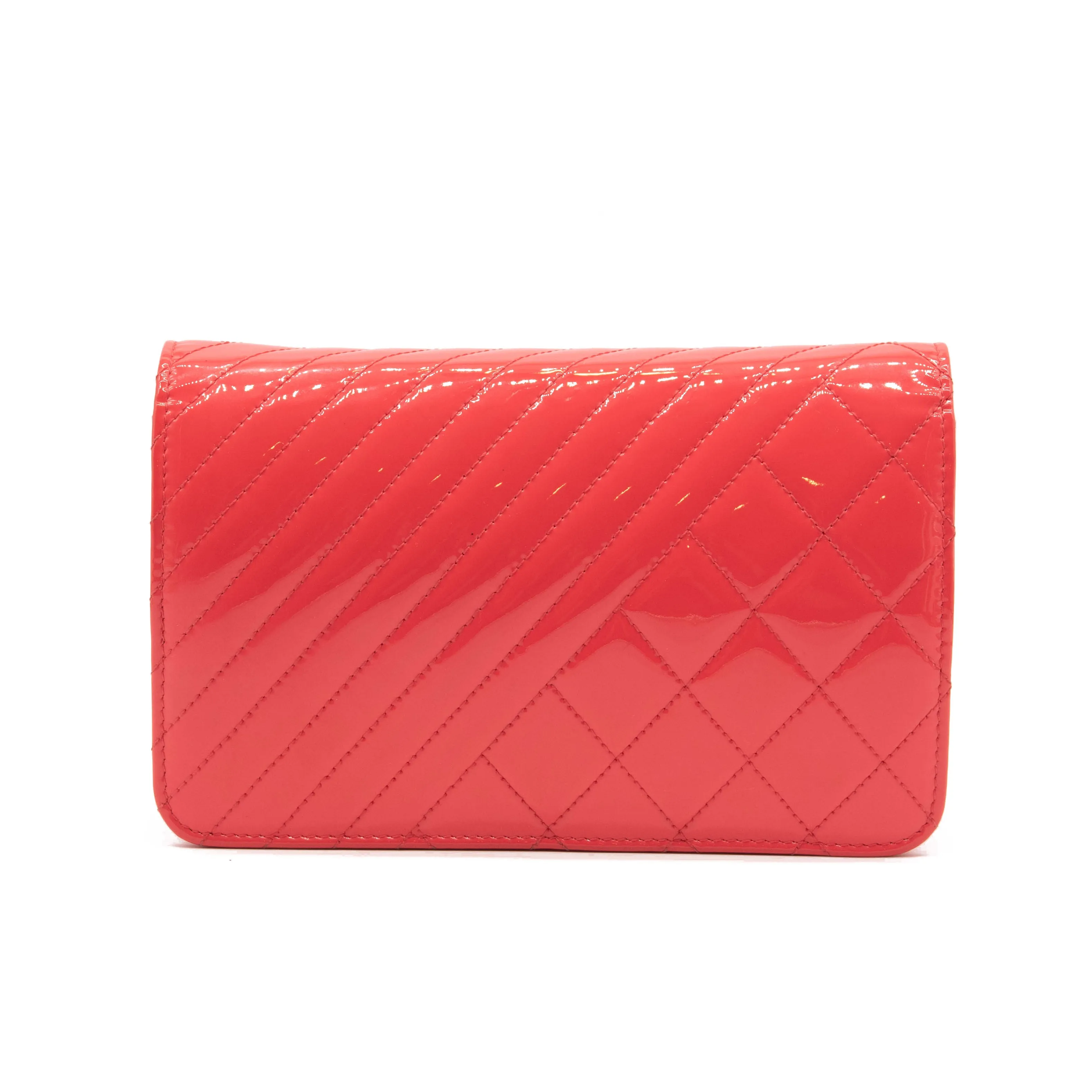 Chanel Quilted Coco Boy Wallet On Chain WOC Patent Leather Pink