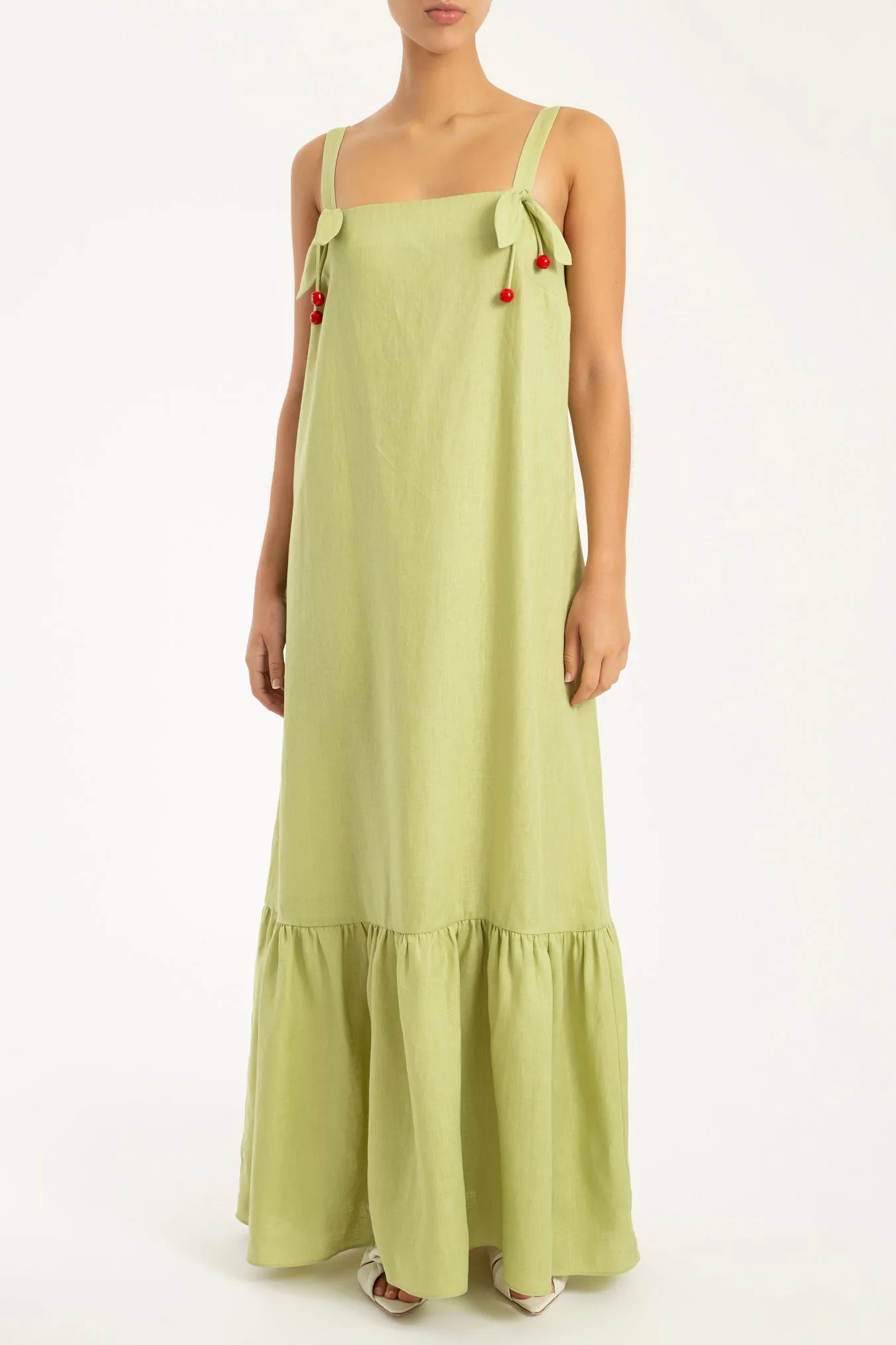 Cherry Bomb Solid Long Dress With Straps