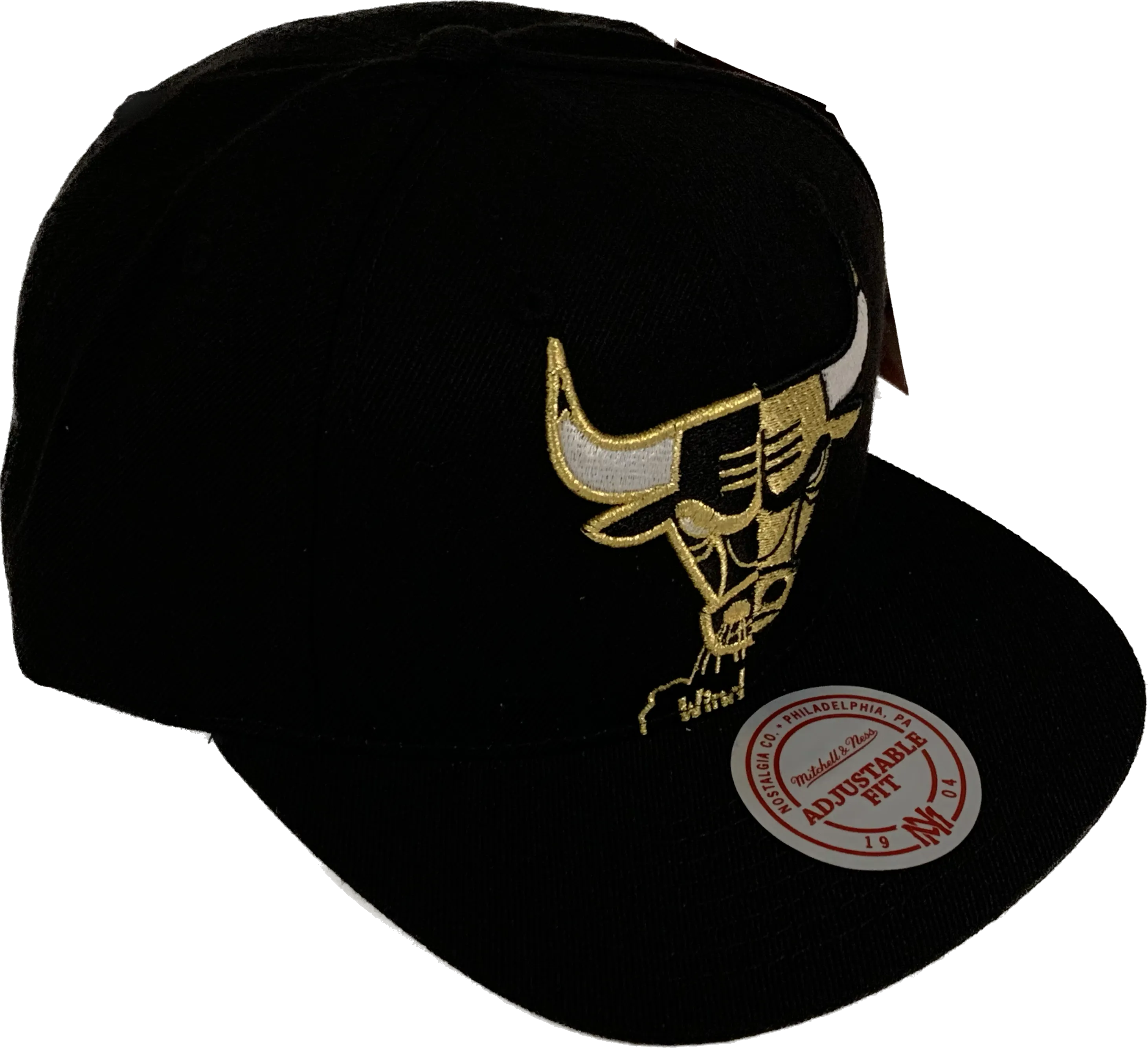 Chicago Bulls NBA Basketball Mitchell & Ness Split Crown Hardwood Classic Snapback Cap - Black & Gold