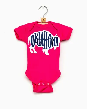 Children's Oklahoma Bison Raspberry Pink Onesie