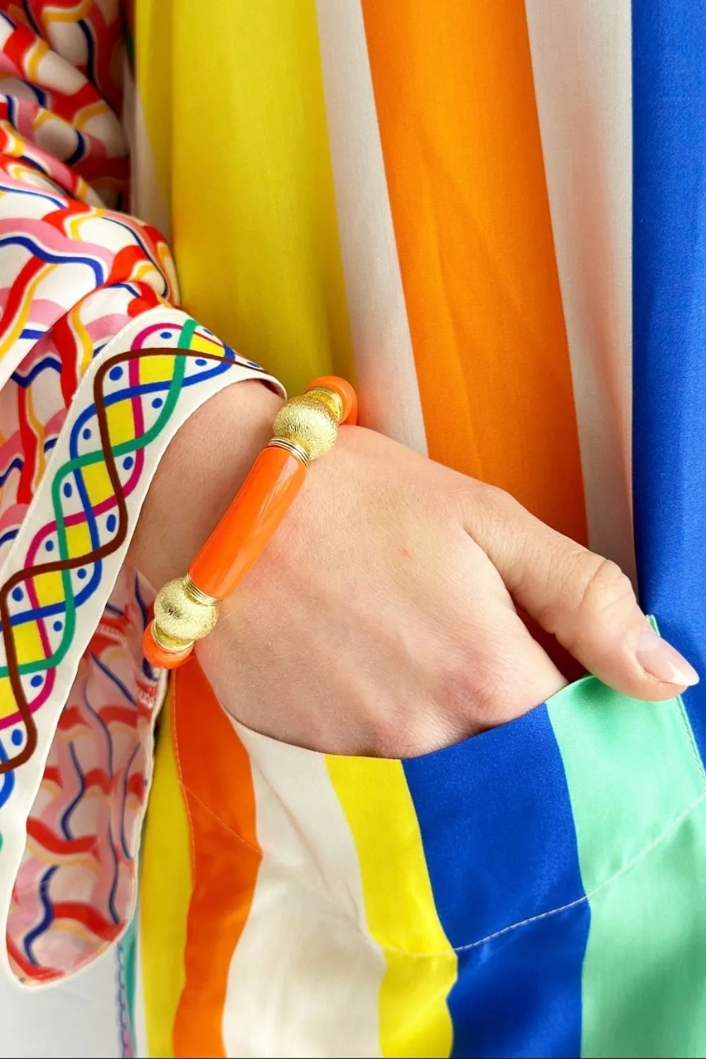 CHUNKY ORANGE AND GOLD BRACELET