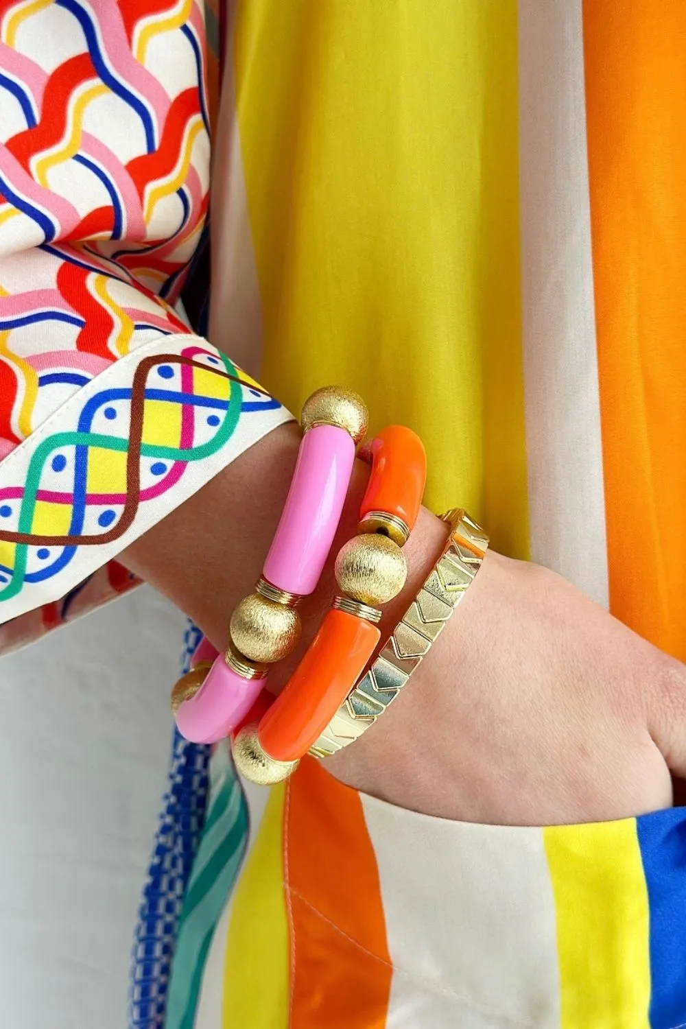 CHUNKY ORANGE AND GOLD BRACELET