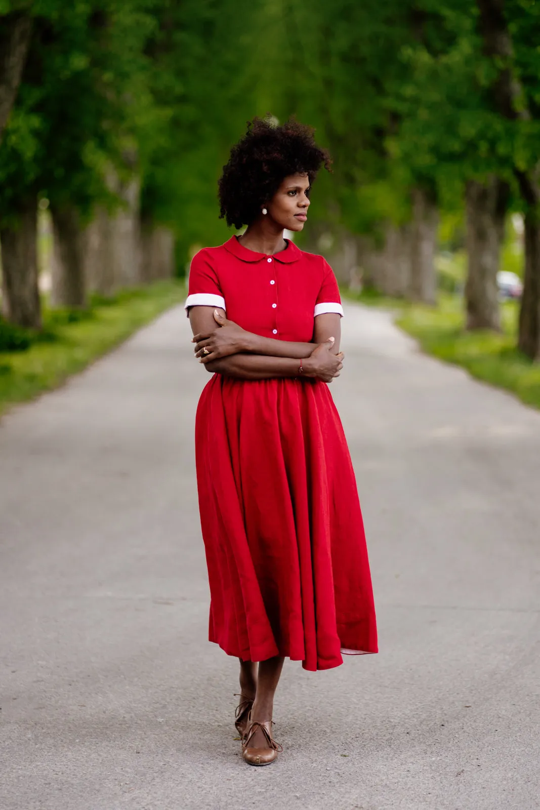 Classic Dress, Short Sleeves | Red Poppy