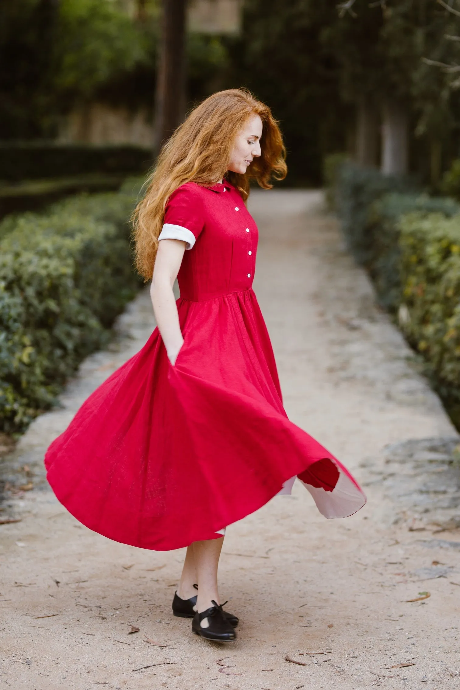 Classic Dress, Short Sleeves | Red Poppy