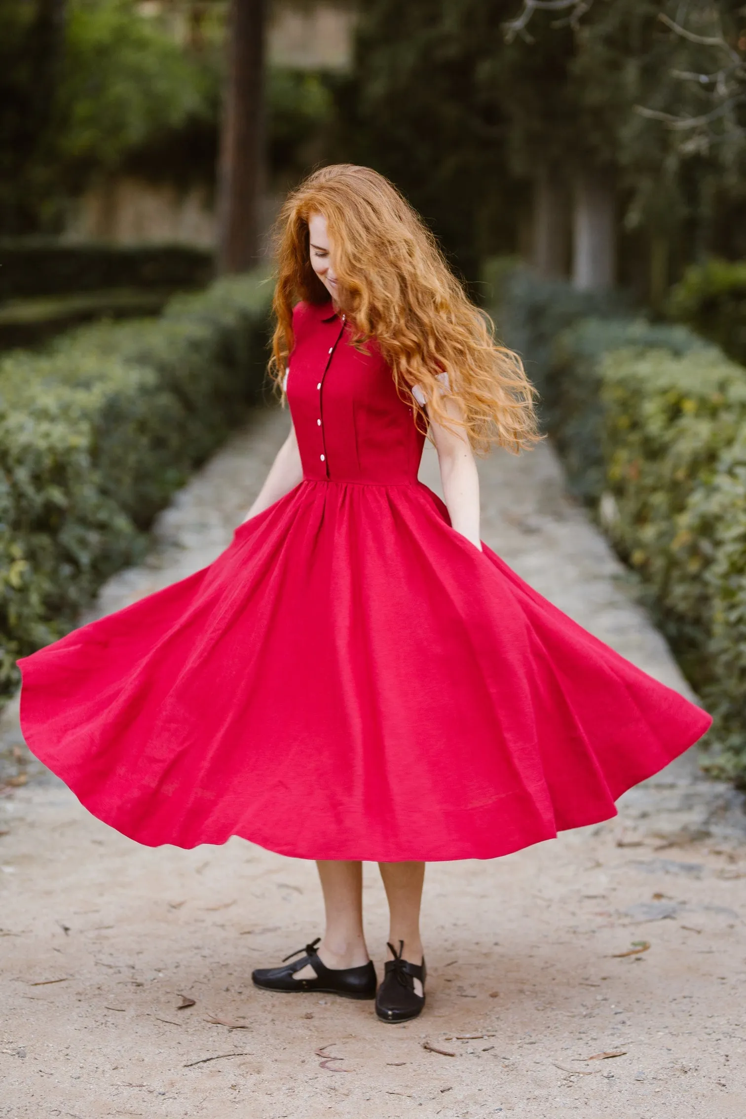 Classic Dress, Short Sleeves | Red Poppy