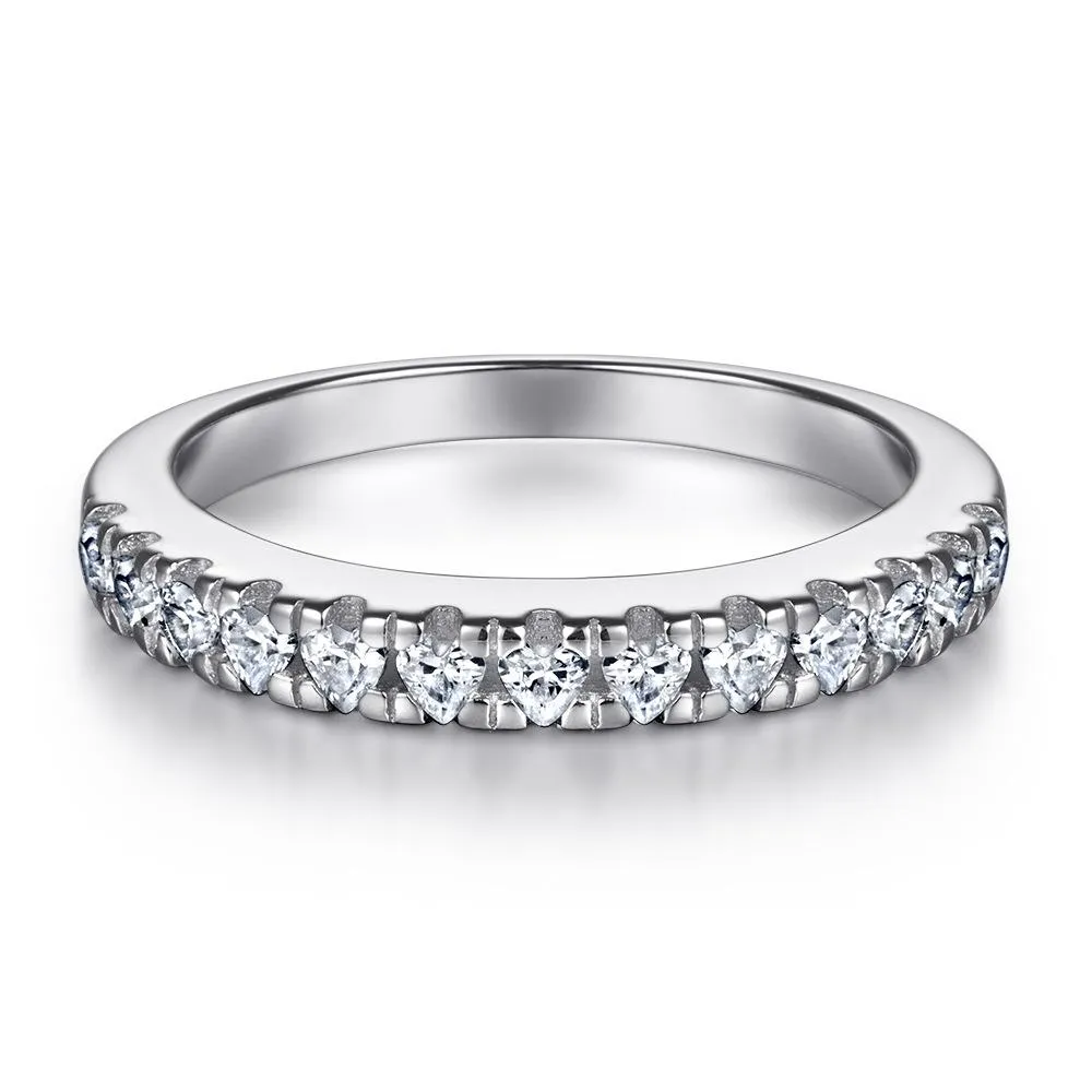 Classic Half Eternity Sterling Silver Stackable Ring