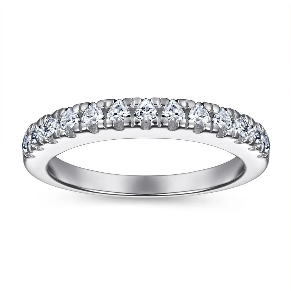 Classic Half Eternity Sterling Silver Stackable Ring