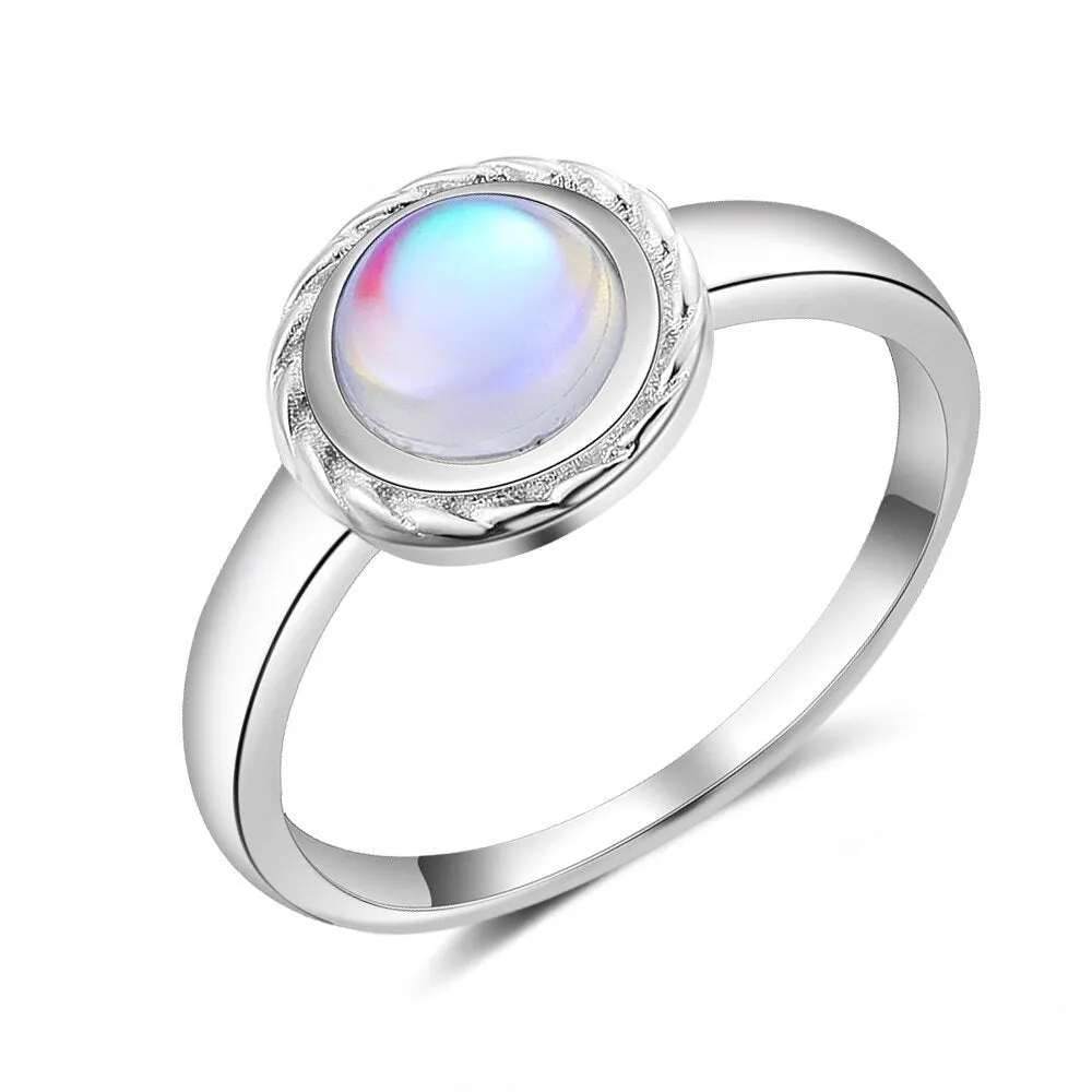 Classic Silver Ring With Round Moonstone