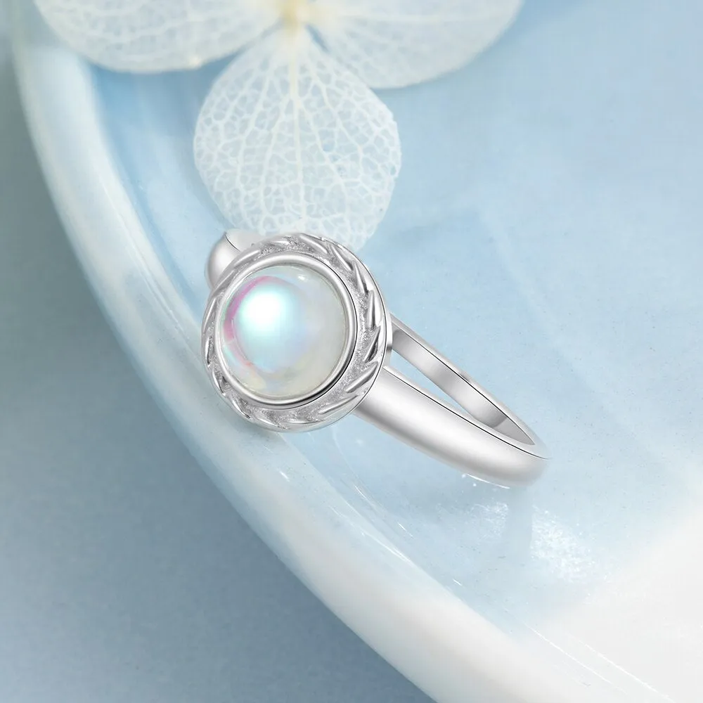 Classic Silver Ring With Round Moonstone